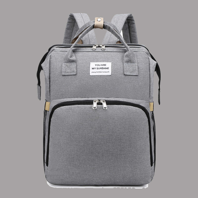 Multifunctional Mommy Backpack with Baby Crib Large Capacity Waterproof Diaper Bag