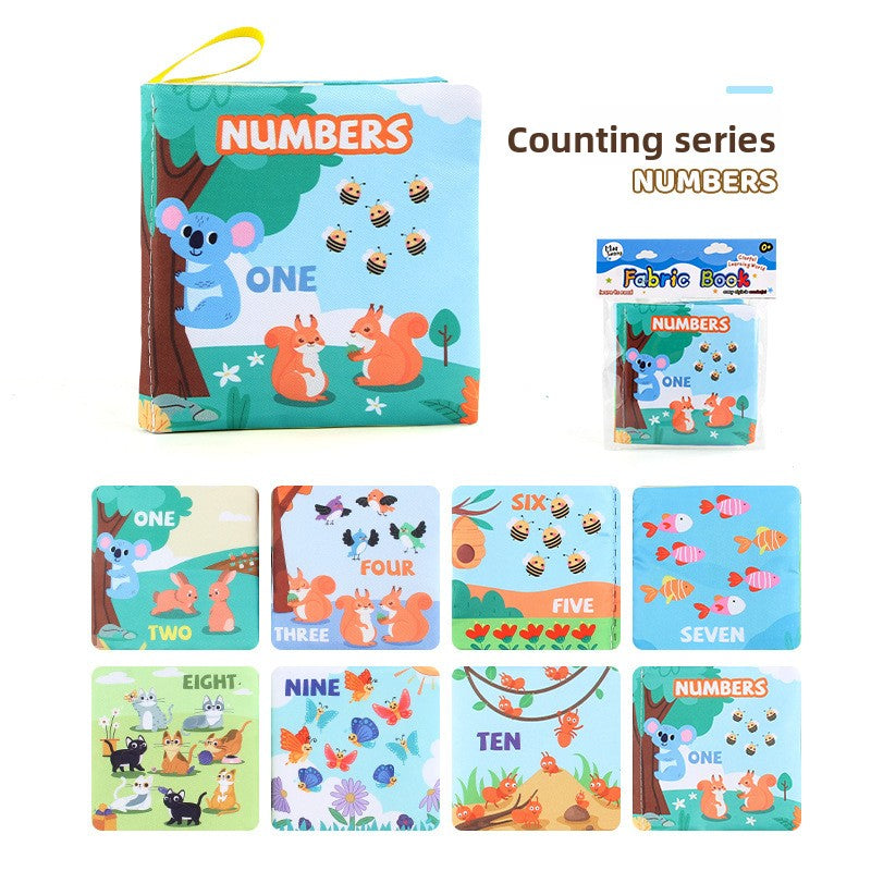 4 Pages 8 Sides Educational Cloth Book Soft Baby Toy for Learning Fruits Animals Numbers