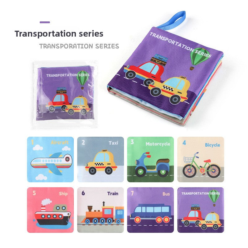 4 Pages 8 Sides Educational Cloth Book Soft Baby Toy for Learning Fruits Animals Numbers