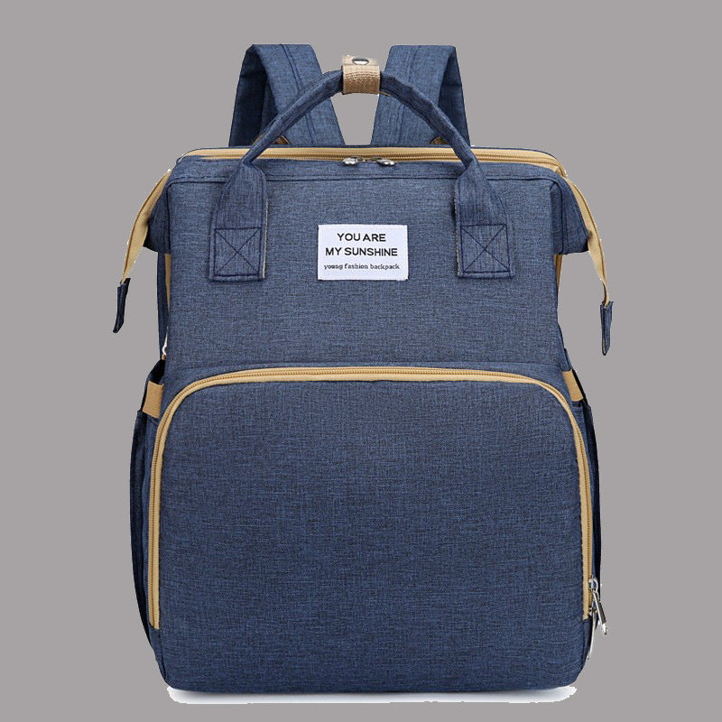 Multifunctional Mommy Backpack with Baby Crib Large Capacity Waterproof Diaper Bag