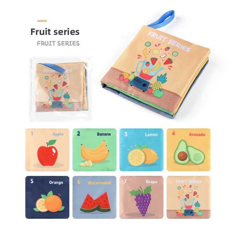 4 Pages 8 Sides Educational Cloth Book Soft Baby Toy for Learning Fruits Animals Numbers