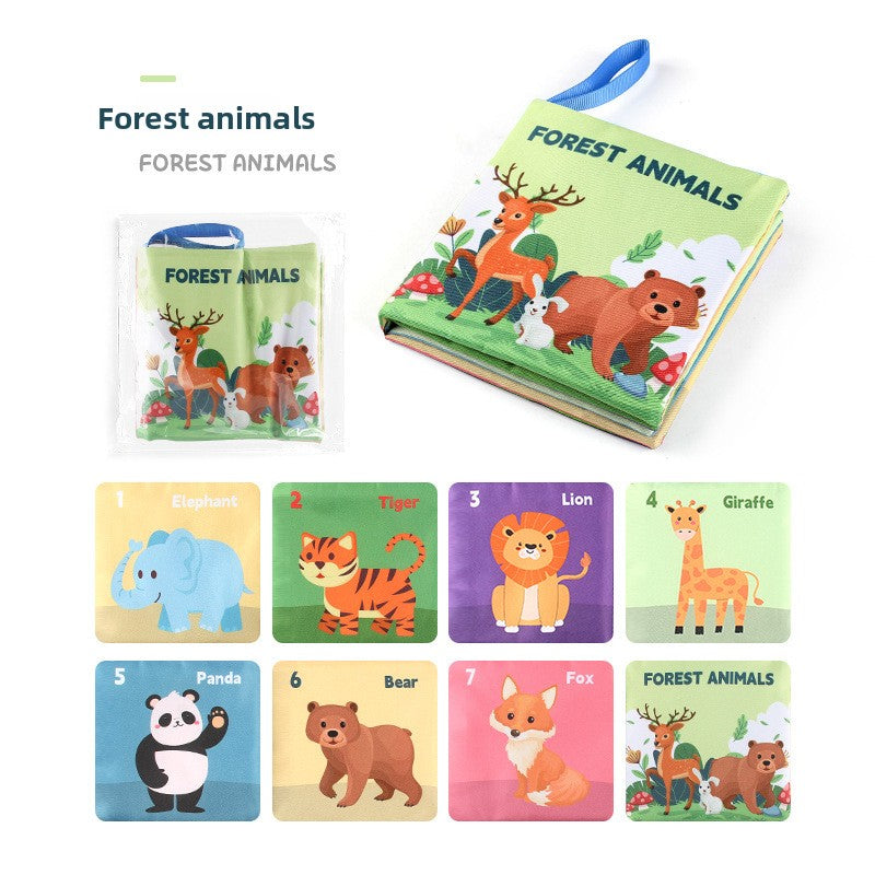 4 Pages 8 Sides Educational Cloth Book Soft Baby Toy for Learning Fruits Animals Numbers