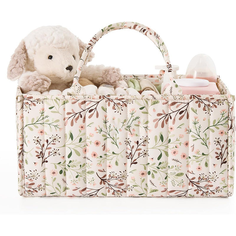 Floral Quilted Portable Mommy Bag with Large Capacity