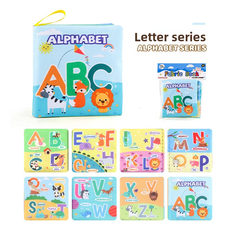 4 Pages 8 Sides Educational Cloth Book Soft Baby Toy for Learning Fruits Animals Numbers