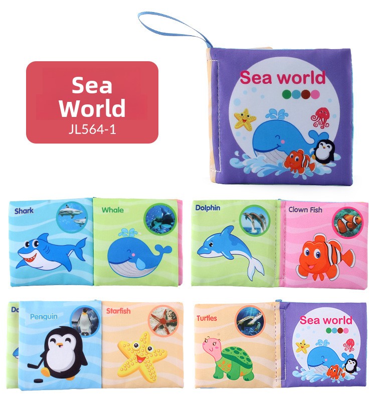 4 Pages 8 Sides Educational Cloth Book Soft Baby Toy for Learning Fruits Animals Numbers