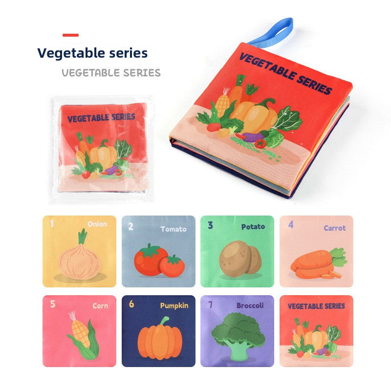 4 Pages 8 Sides Educational Cloth Book Soft Baby Toy for Learning Fruits Animals Numbers
