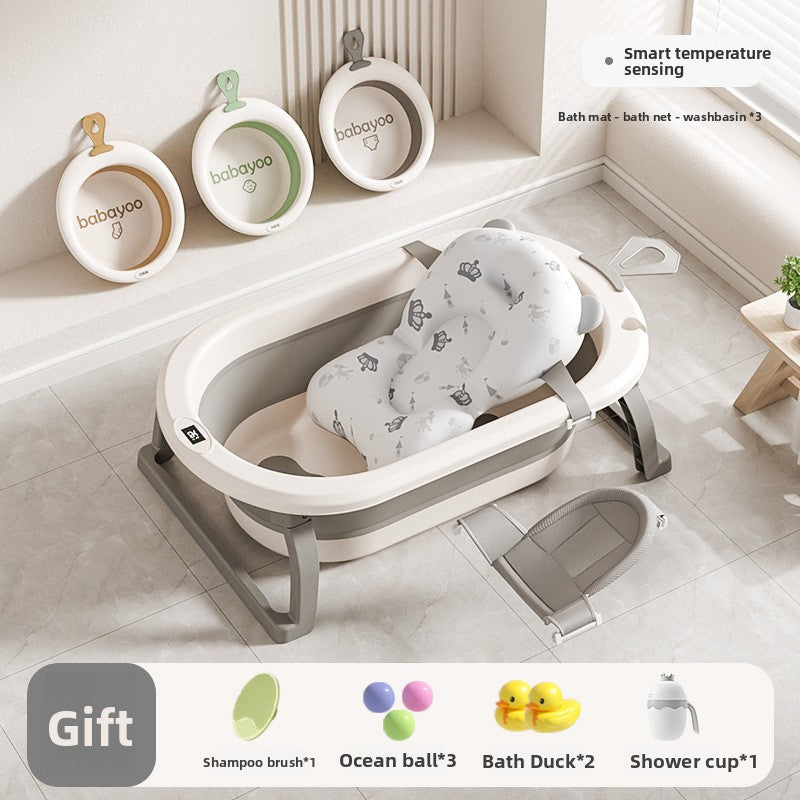Foldable Baby Bathtub with Temperature Display
