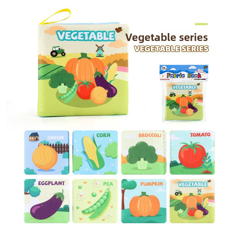 4 Pages 8 Sides Educational Cloth Book Soft Baby Toy for Learning Fruits Animals Numbers