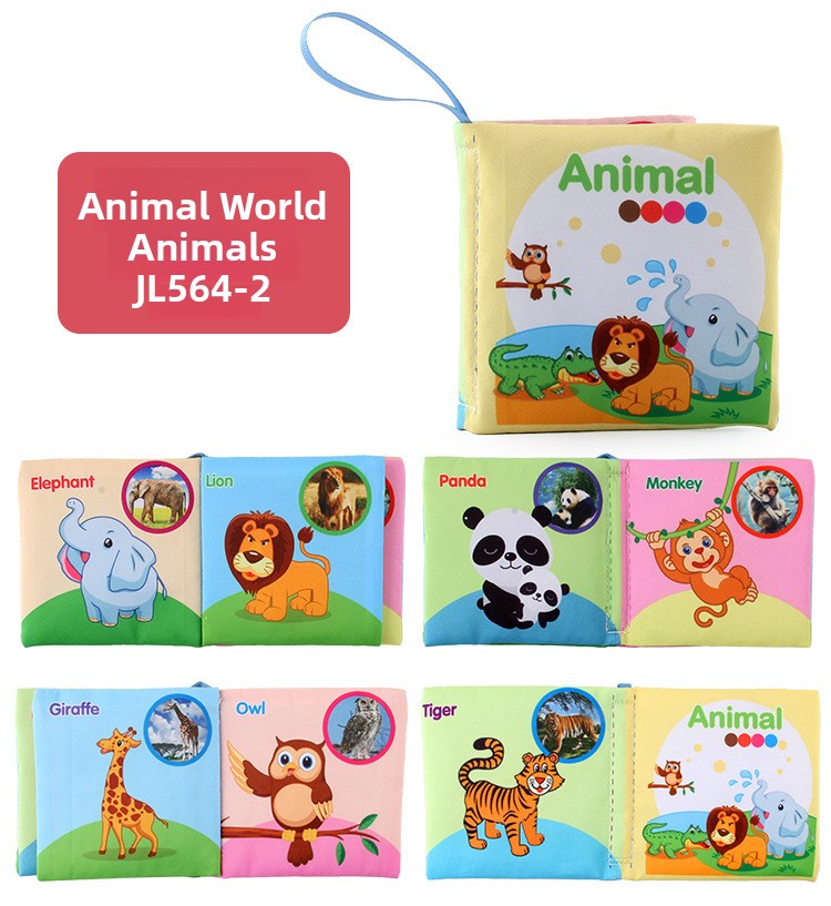 4 Pages 8 Sides Educational Cloth Book Soft Baby Toy for Learning Fruits Animals Numbers
