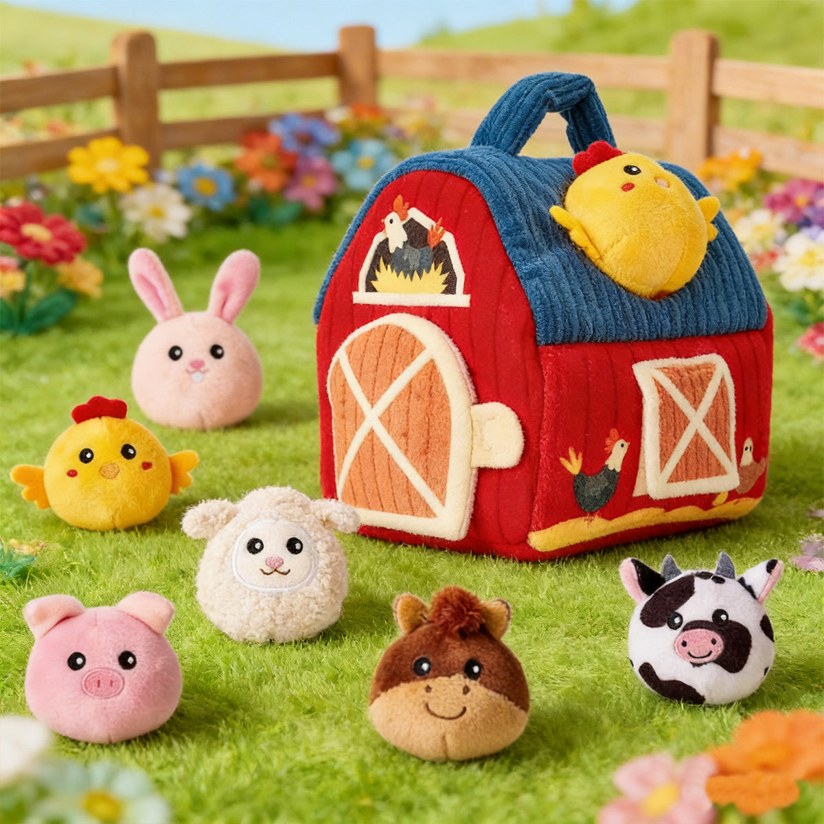 Plush House Farm Sensory Toys for Infants