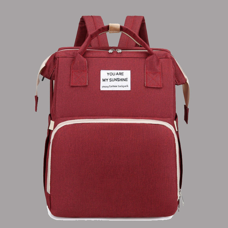 Multifunctional Mommy Backpack with Baby Crib Large Capacity Waterproof Diaper Bag