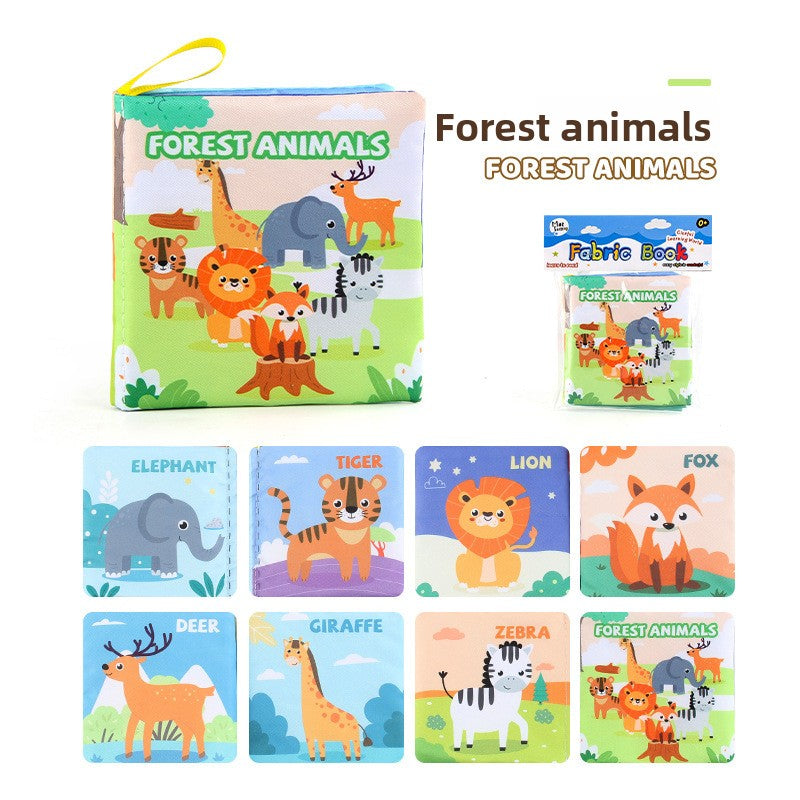 4 Pages 8 Sides Educational Cloth Book Soft Baby Toy for Learning Fruits Animals Numbers