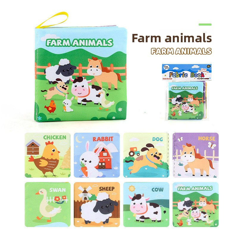 4 Pages 8 Sides Educational Cloth Book Soft Baby Toy for Learning Fruits Animals Numbers