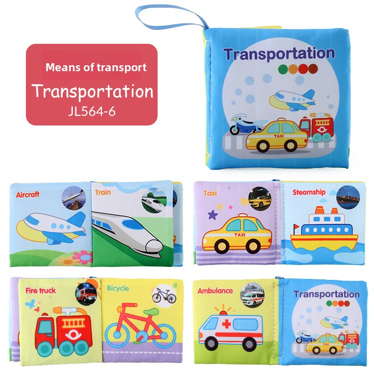 4 Pages 8 Sides Educational Cloth Book Soft Baby Toy for Learning Fruits Animals Numbers