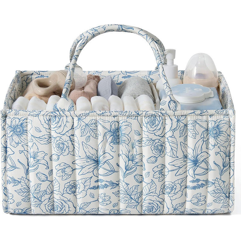 Floral Quilted Portable Mommy Bag with Large Capacity