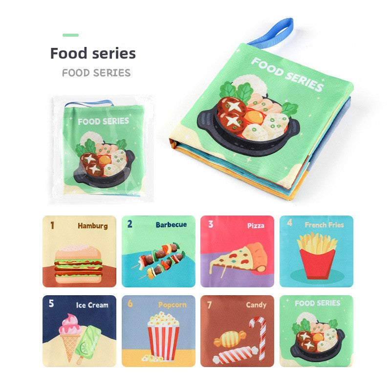 4 Pages 8 Sides Educational Cloth Book Soft Baby Toy for Learning Fruits Animals Numbers